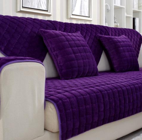 Thickened Flannel Sofa Cushion General Solid Color Plush Non-Slip Living Room Sofa Cover Warm Breathable Velvet Sofa Back Towel