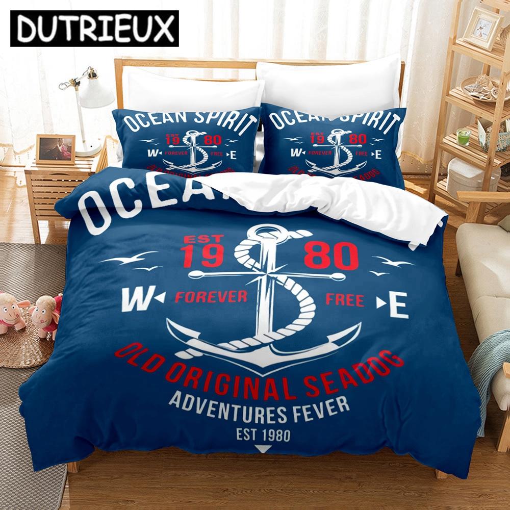 Marine Anchor Bedding Set Single Twin Full Queen King Size 3D Printed Duvet Cover for Adult Kids Bedroom