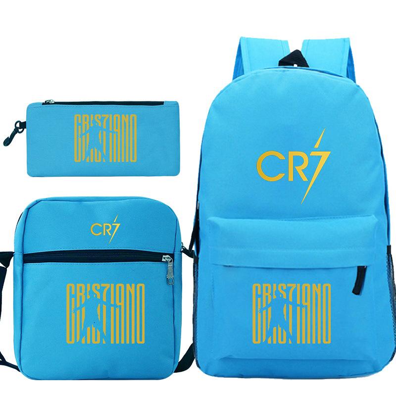 Football star Ronaldo Cr7 peripheral printing schoolbag pencil bag shoulder bag backpack three-piece set