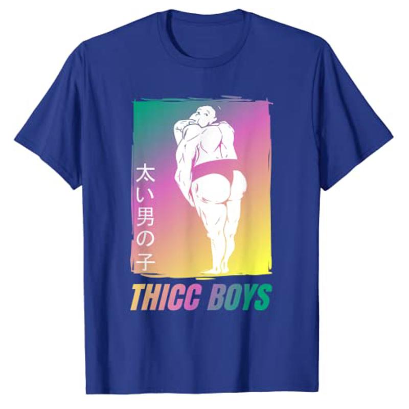 Funny Thicc Boys Squad Sumo TShirt for Anime Fans Japanese Cartoon Graphic Tee Tops Short Sleeve Blouses Aesthetic Clothes Gift