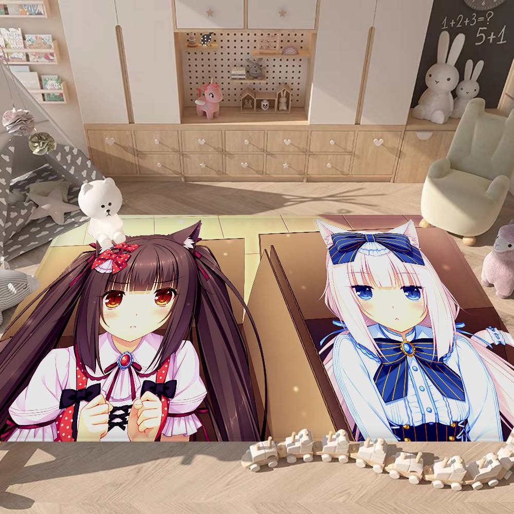 Nekopara Anime Room Mats Anti-slip Absorb Water Long Strip Cushion Bedroon Mat Household Carpets