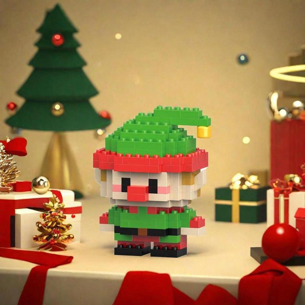 Santa Design Building Blocks Set Sturdy Steady Assembled Ornament For Home