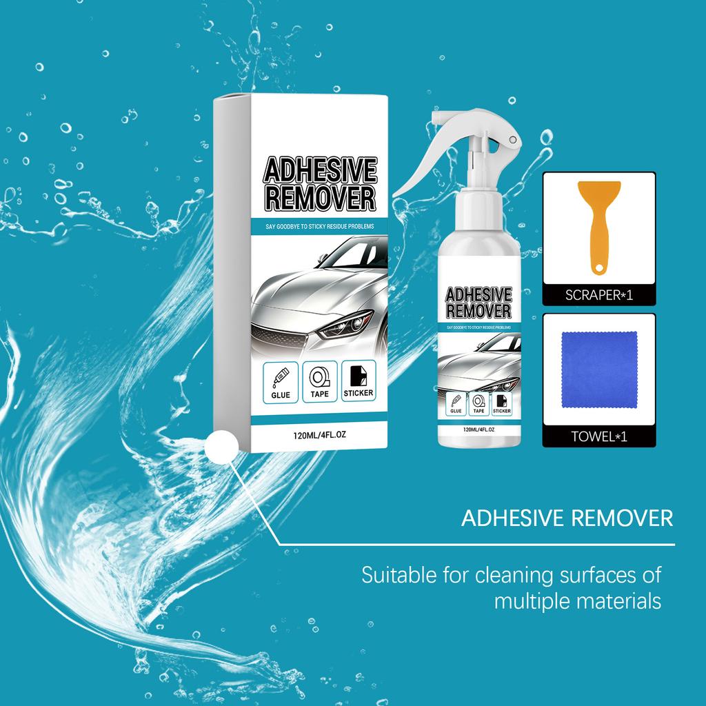 Spray Rimuovi Adesivi 120ml per Vetri Plastica Auto - Detergente per Adesivi e Etichette
