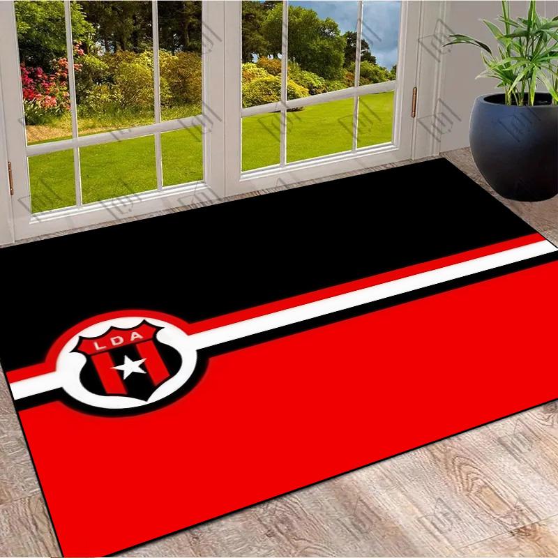 LDA Alajuelense Red White Stripe Crest Print Area Rug Costa Rica Soccer Fan Non Slip Rectangular Floor Mat Gaming Room Football Fan Home Decor Rug