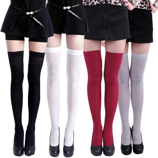 Women's Sexy Pure Color Opaque Thigh High Stockings Over The Knee Socks