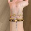 Old Money Style~French-style hollow-out, full-diamond, floral four-leaf clover and iris flower bracelet for women, vintage niche high-end jewelry