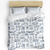 Cartoon Whale Fish Cloud Sky Watercolor Duvet Cover With Pillow Case Custom 3pcs Bedding Set Quilt Cover Double Bed Home Textile