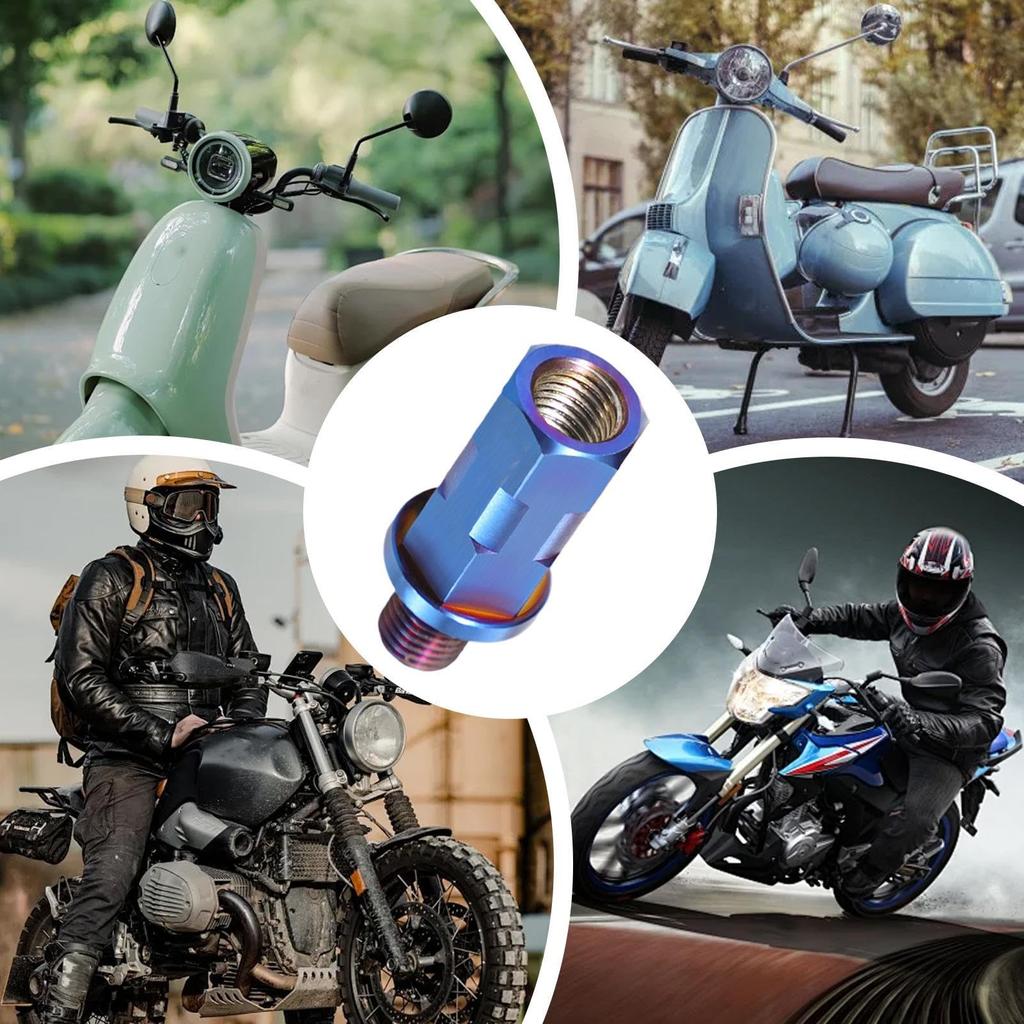 Motorcycle Mirror, Long Extender, Adapter, Rearview Mirror Extension Screw, M8/M10 Rearview Mirror Height Adjustment