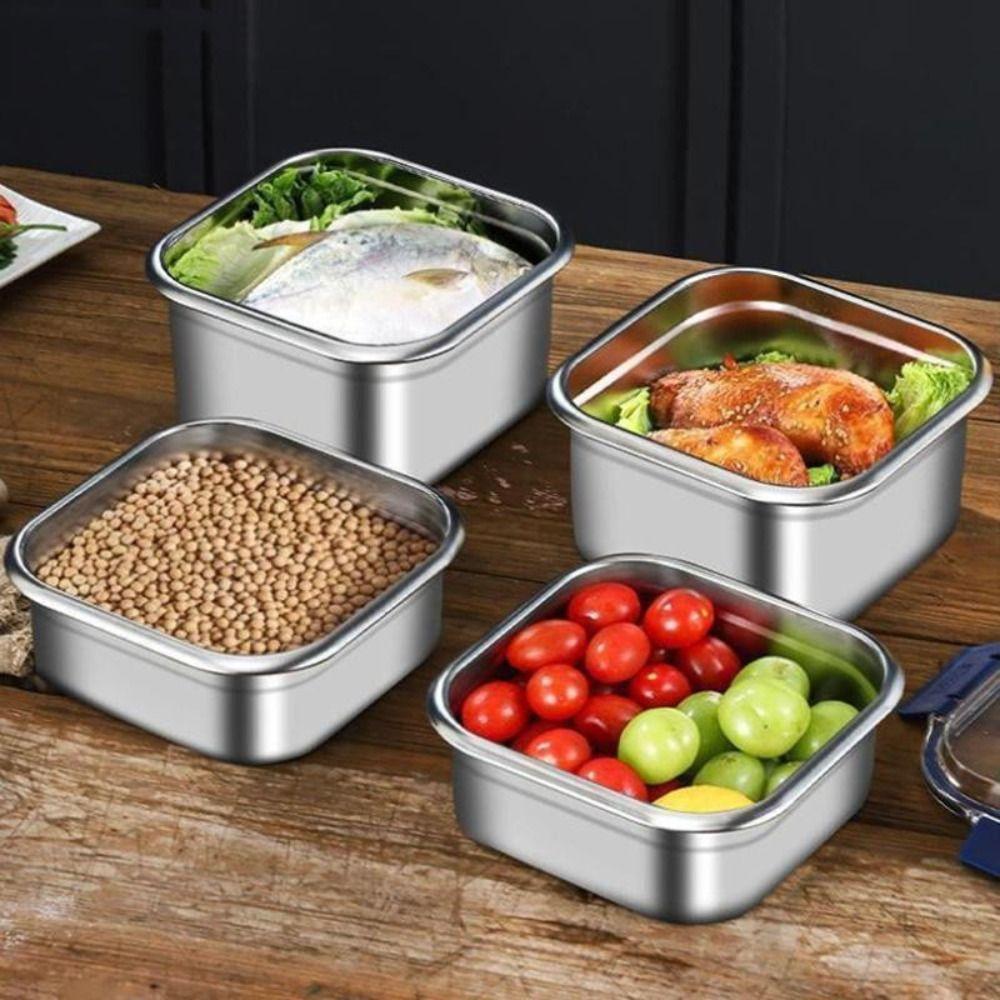 Stainless Steel Salad Fruit Food Container Sealed Anti-drip Large Capacity Lunch Box Camping Picnic Box for Fruit Salad Food