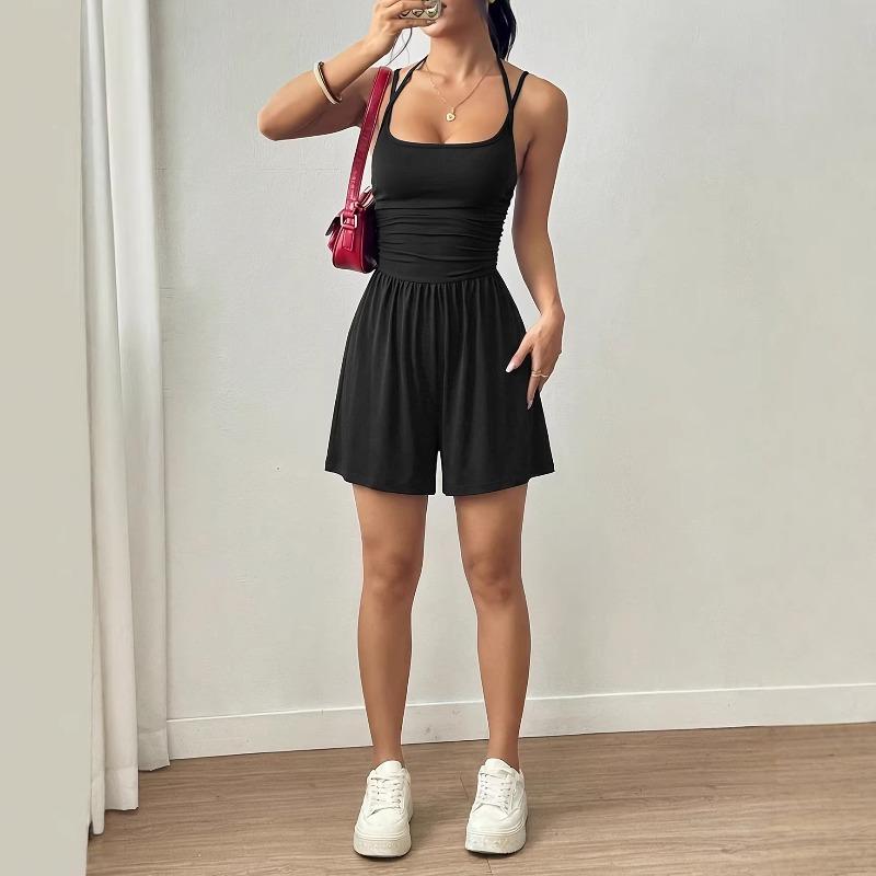 NovaMix Women's  Spaghetti Strap Square Neck Fashion Casual Summer Spring  Suspenders trousers Jumpsuits & Rompers