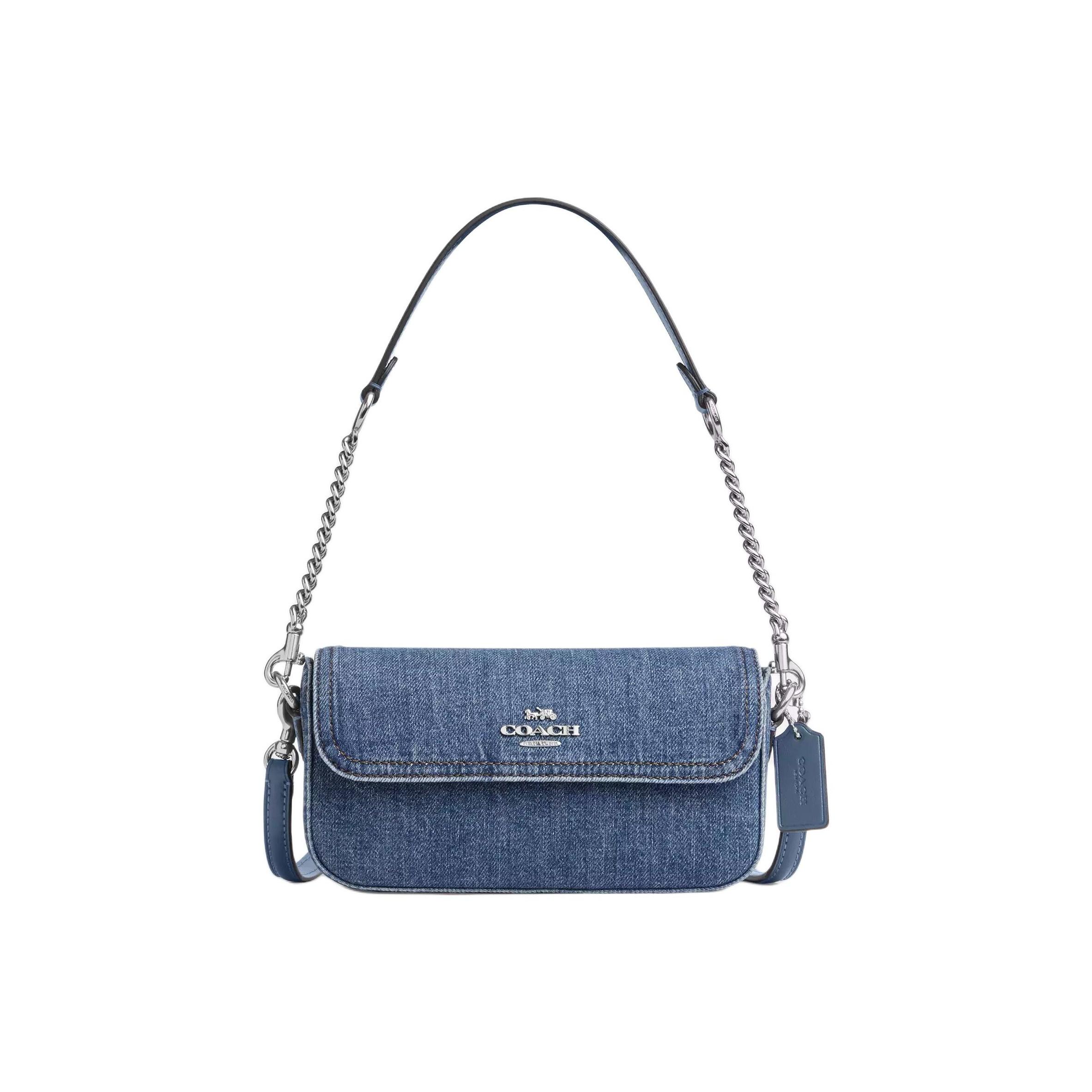 

Coach 19 Brand Micro Logo Detachable Shoulder Strap Denim Crossbody Bag Small Women bags Blue CAN96-SVIN Basic Set (Bag+Dust Bag)