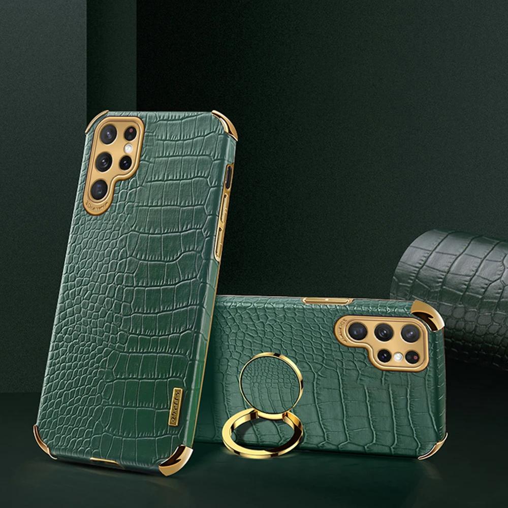 Case for Samsung Galaxy S23 Ultra Crocodile Pattern Leather S22 S21 S20 S10 Plus Ultra S23 FE Case Protective Ring Holder Cover