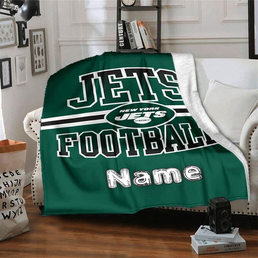 New York Jets Football Team Logo Customized Your Name Blanket Lightweight And Comfortable Warm Blanket Suitable For Bed Home Chair Office Sofa Camping