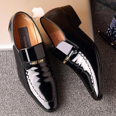 Heren Zakelijk Formeel Puntige Leren Schoenen, Britse Lakleren Bruidsschoenen