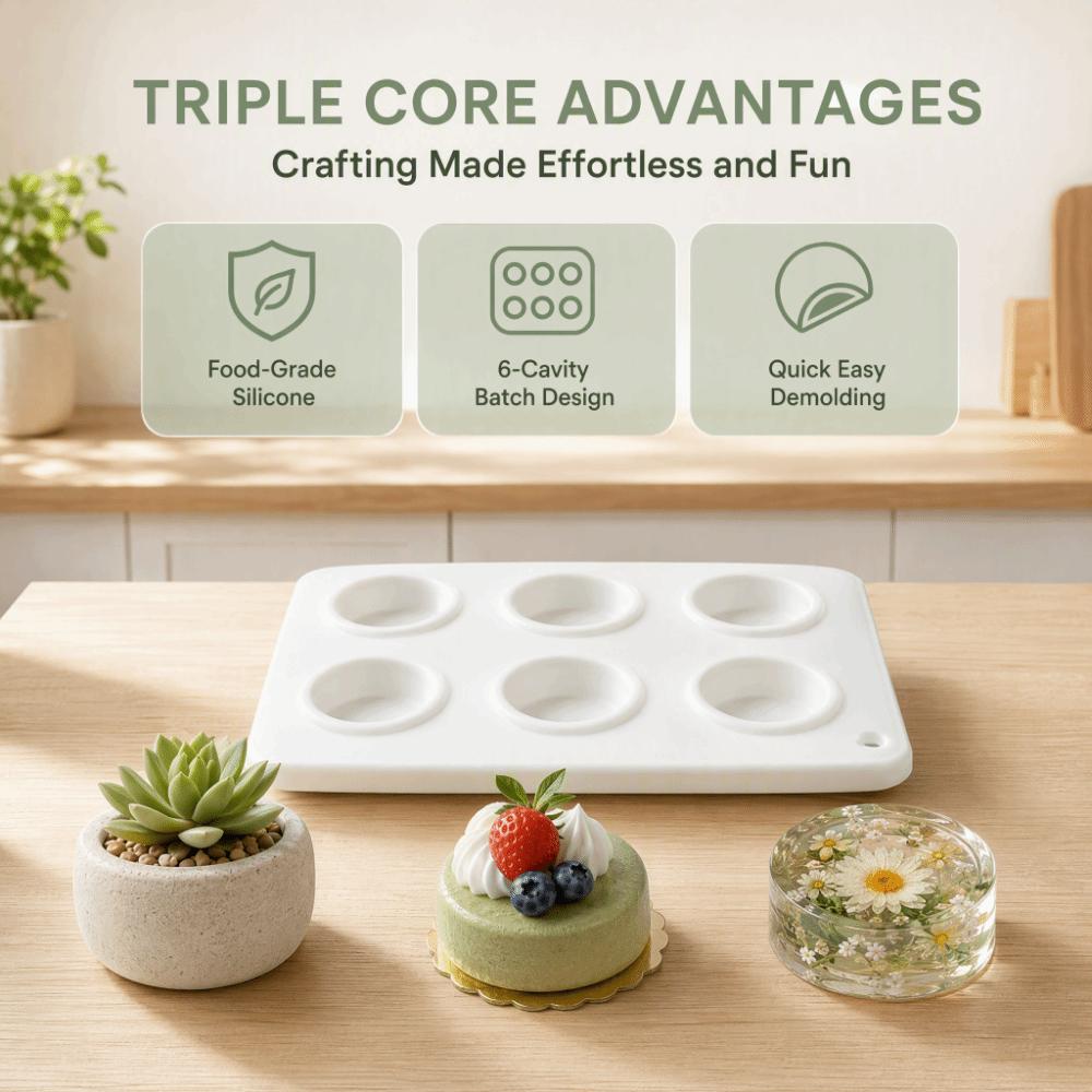 Round Bonsai Silicone Mold 6 Cells Silicone Cake Mold Food Grade Pudding Cup Mold  Kitchen Supplies