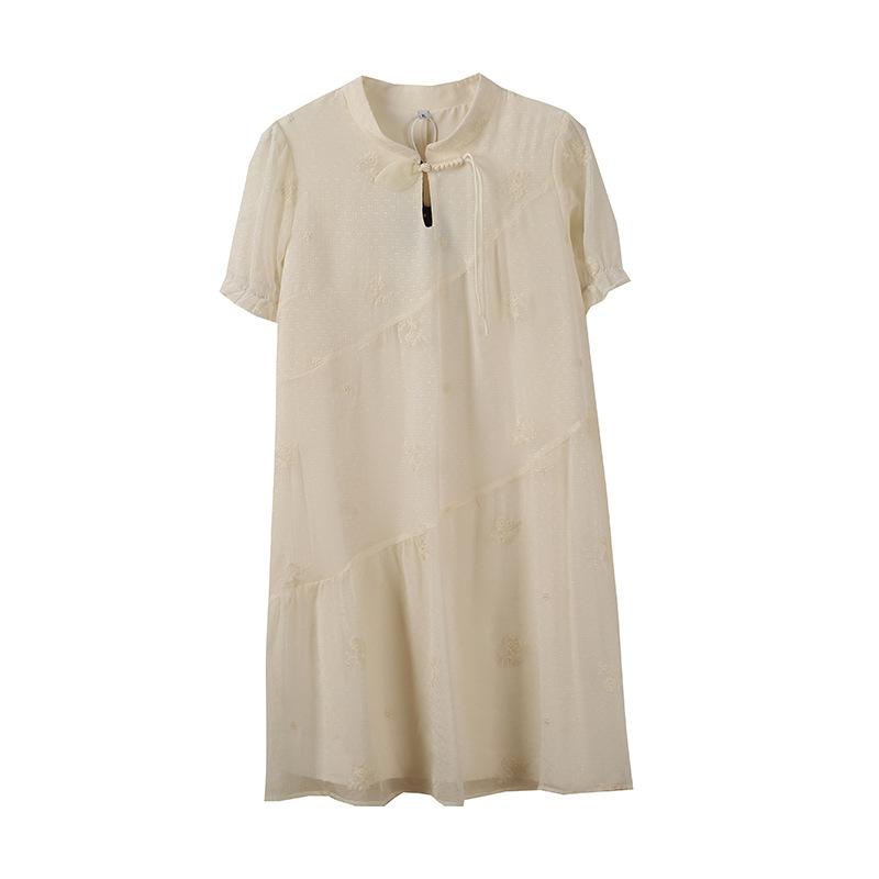 Large size women's clothing sweet sister embroidered dress summer new meat cover cool A-shaped dress 230435