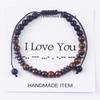 Woven Morse Code Bracelet 6mm Tiger's Eye Stone Black Frosted Code Bracelet Tiger's Eye Stone Morse Code Bracelet