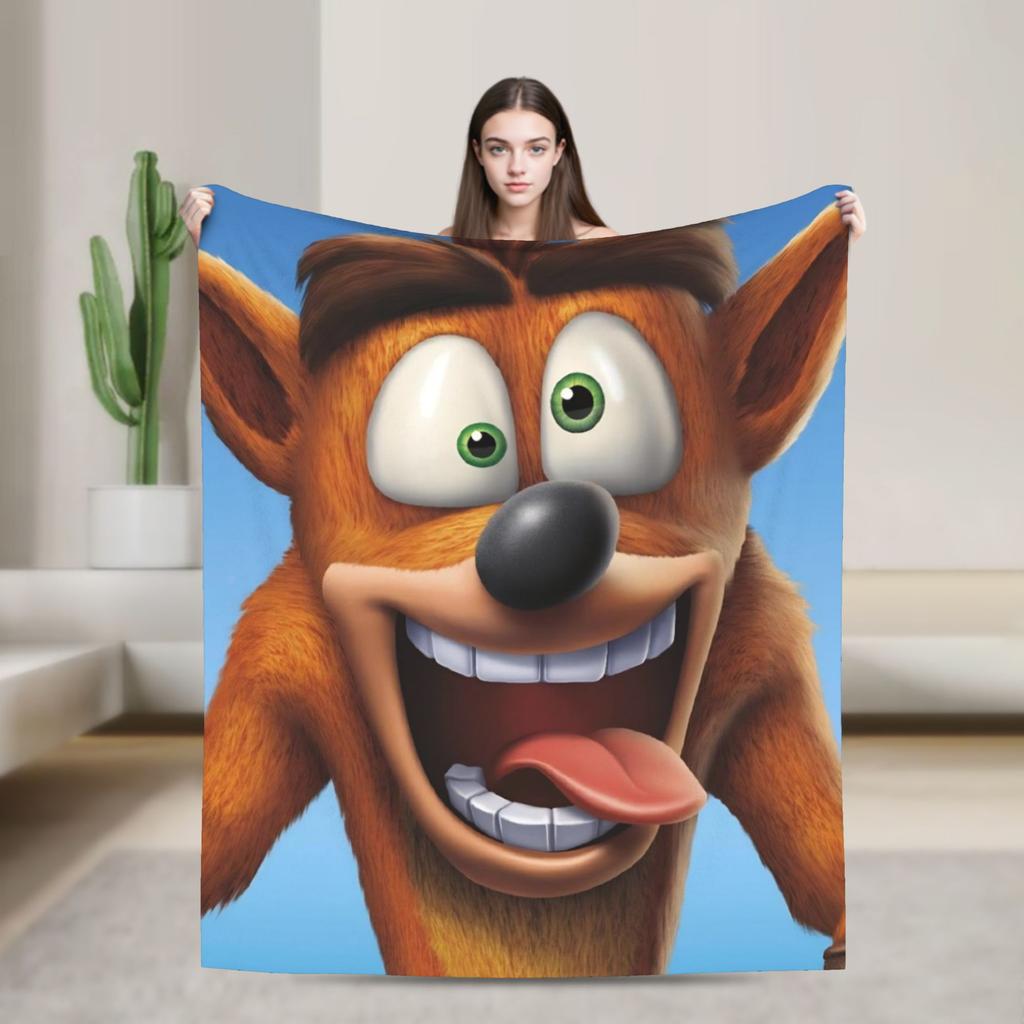 Weiche Warme DeckeStudenten Dekorative Crashs Bandicoots Überwurfdecke Flanell Tagesdecke Für Wohnzimmer Ästhetische Sofa Bettdecke