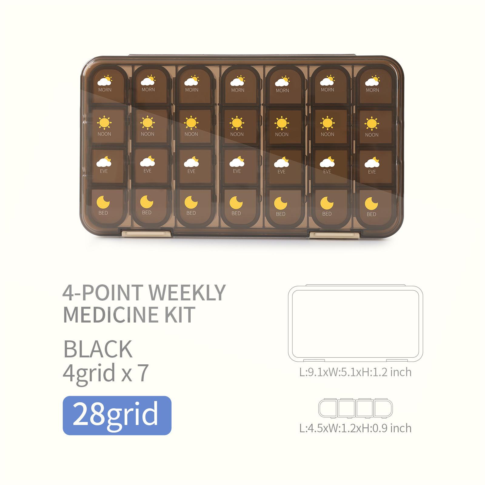 Portable 28 grid weekly medication dispensing kit, travel kit with silicone tray, 7-day medication dispenser, Mother s Day gift