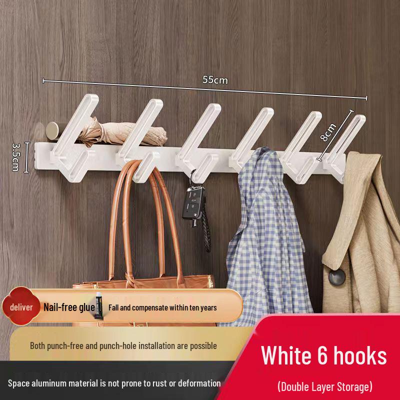 Wall-Mounted Coat and Clothes Hook – No-Punch Behind-Door Wardrobe Rack for Entrance and Hallway