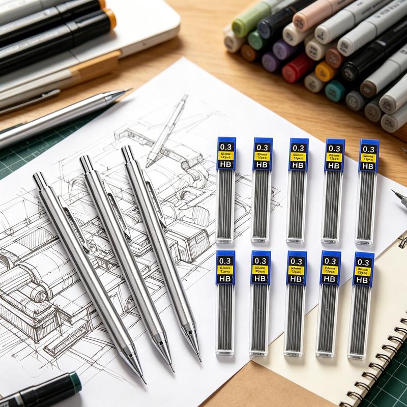 Professional Mechanical Pencil Set 0.5 0.7 0.9 0.3mm Full Metal Art Drawing Painting Automatic Pencil Office School Supplies