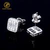 Women Luxury Gold Plated 925 Sterling Silver Iced Out Baguette VVS Moissanite Halo Stud Earrings for Men Hip Hop Diamond Studs