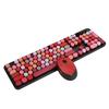 2.4Ghz Wireless 104 Key Keyboard and Mouse Set   Desktop Cute Keyboard for Computer(Black Red Mixed Color )