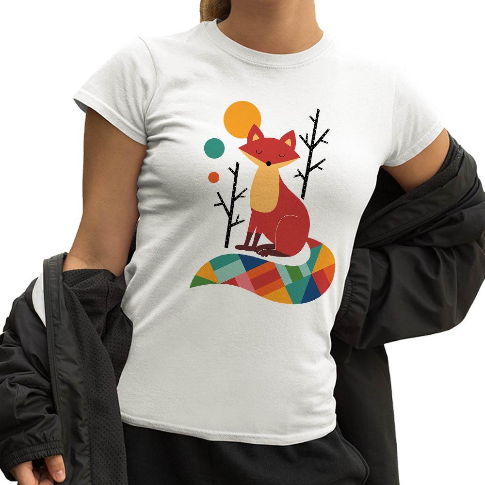 Little Red In The Forest Printed T Shirt Women Minimalism Summer Plus Size Versatile Urbano