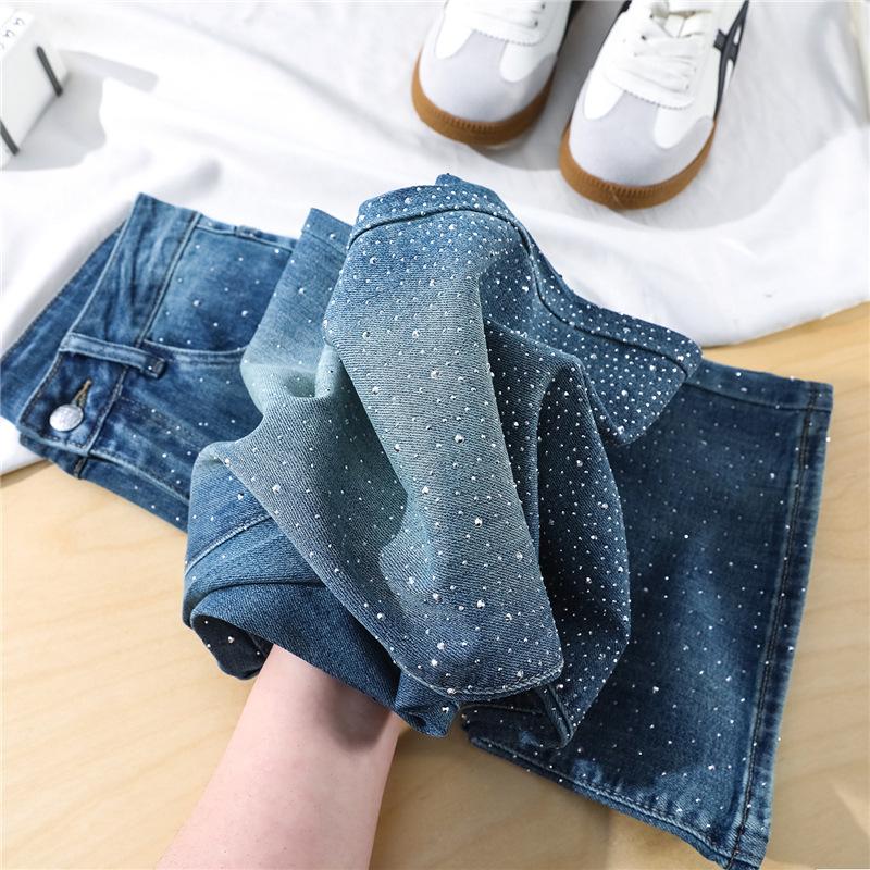 Gypsy stars hot diamonds flash new models do not stick to the legs slightly pull jeans women's soft and comfortable loose flared pants Yichun cotton