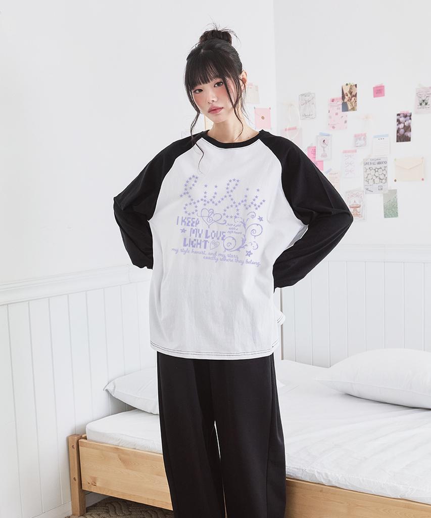 PAGESIISII My Love Light Print Oversized Long Sleeve Black