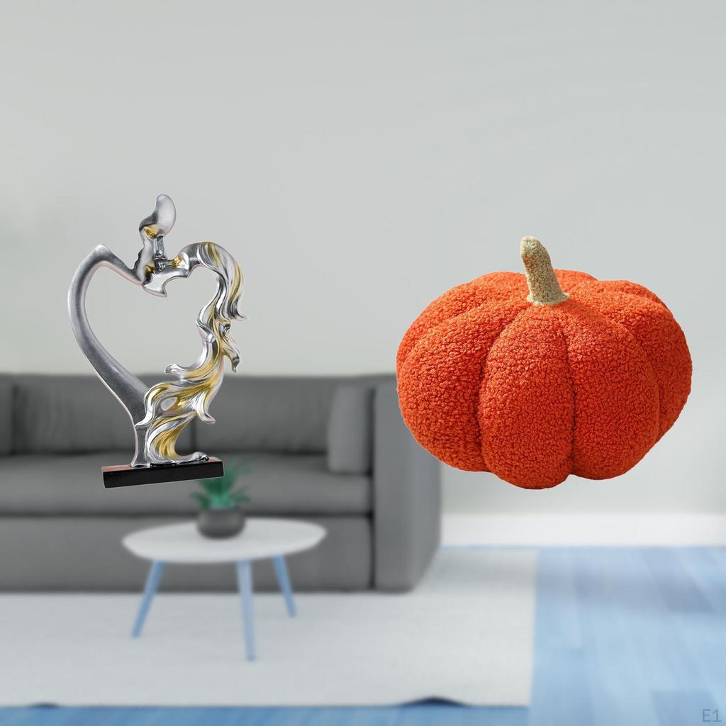 Kissing Couple Pumpkin Pillow Statue Collectible Ornament for Bedroom Wedding Bookshelf Cabinet Home