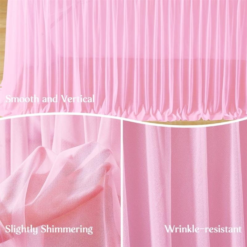 Pearls Tulle Banquets Table Cover Various Size Polyester Table Skirt Drape For Wedding Ceremony Celebration Decoration