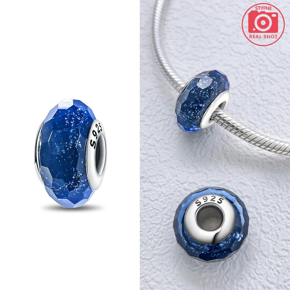 Authentic Certified Pink Glass Bead Blue Romantic Bead Charms Compatible With Bracelets Charm Bead Charms Copper Women Diy Jewellery Making