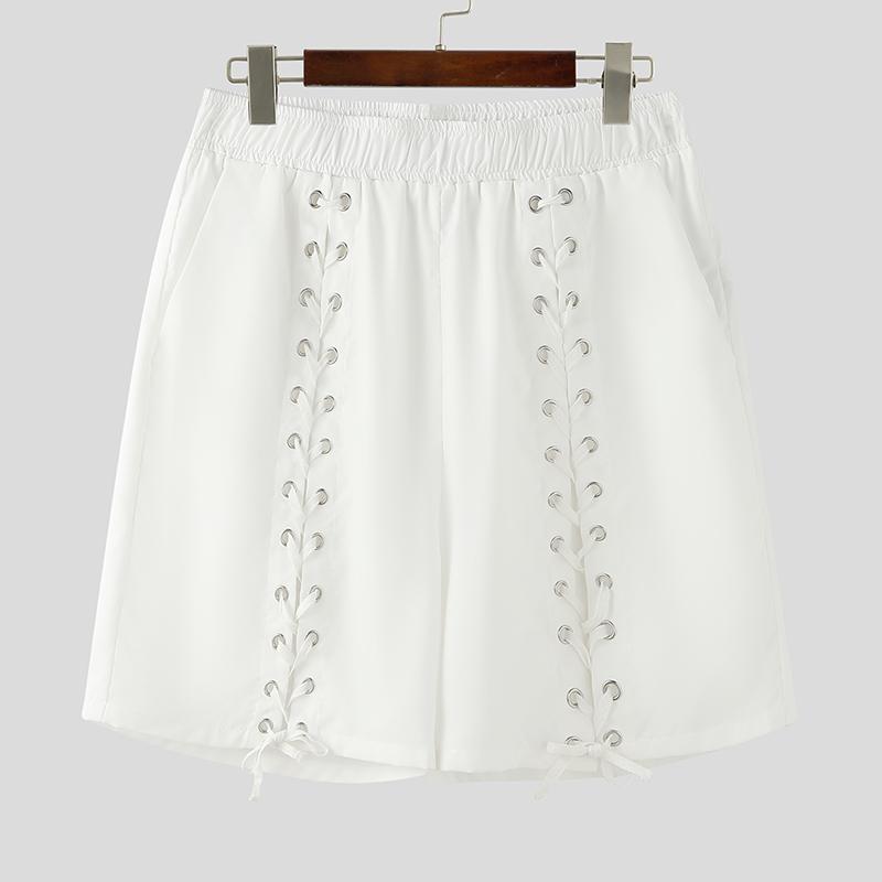 

INCERUN мужские эластичные повязки на талии сбоку однотонные повседневные шорты на шнуровке 3XL