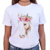 Womens Tshirt Stylish O-Neck Short Sleeve Cartoon Horse Simple Female Tee Tshirts Summer Clothes White Tops 90S Female T Shirt