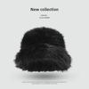 Womens Faux Fox Fur Winter Warm Hat With Wide Brim Ear Protection Solid Color Plush Cap In Multiple Shades