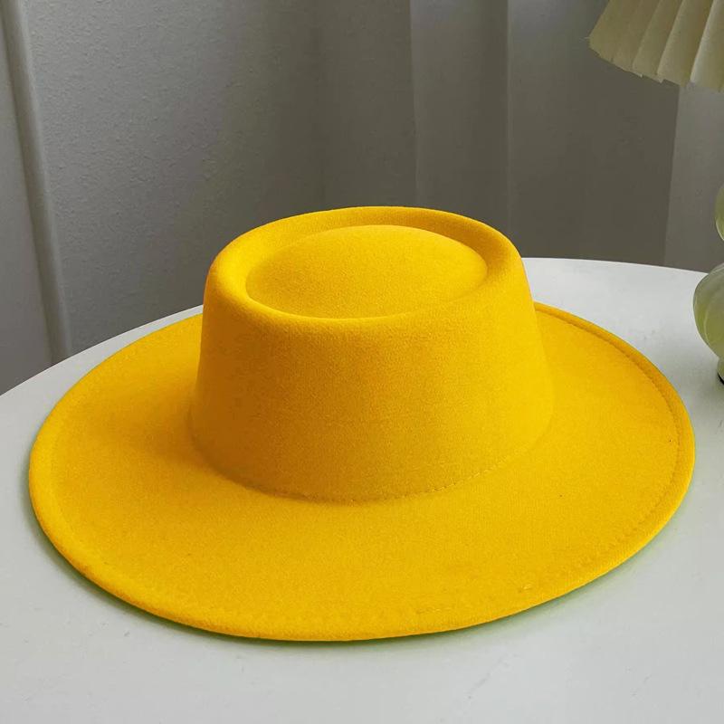 British Style Faux Wool Fedora Hat for Women - Autumn/Winter Hepburn Look with Small Face Effect and Dented Top