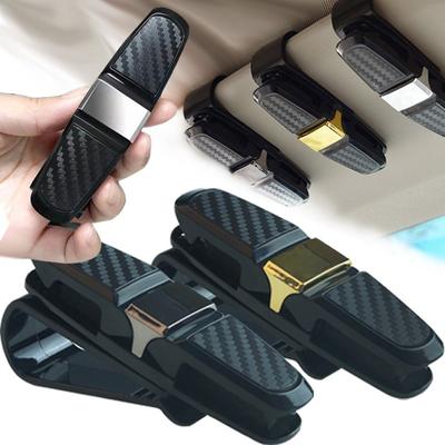 Car Glasses Clip Auto Sun Visor Glasses Holder Multifunctional Carbon Fibre Sunglasses Clip Holder Items Holder Car Accessories