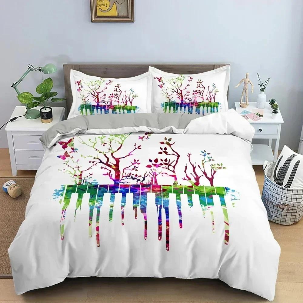 Piano Pattern Duvet Cover Musical Symbols Comforter Cover Bedding Set Modern Personality Full Queen King Size Bedclothes