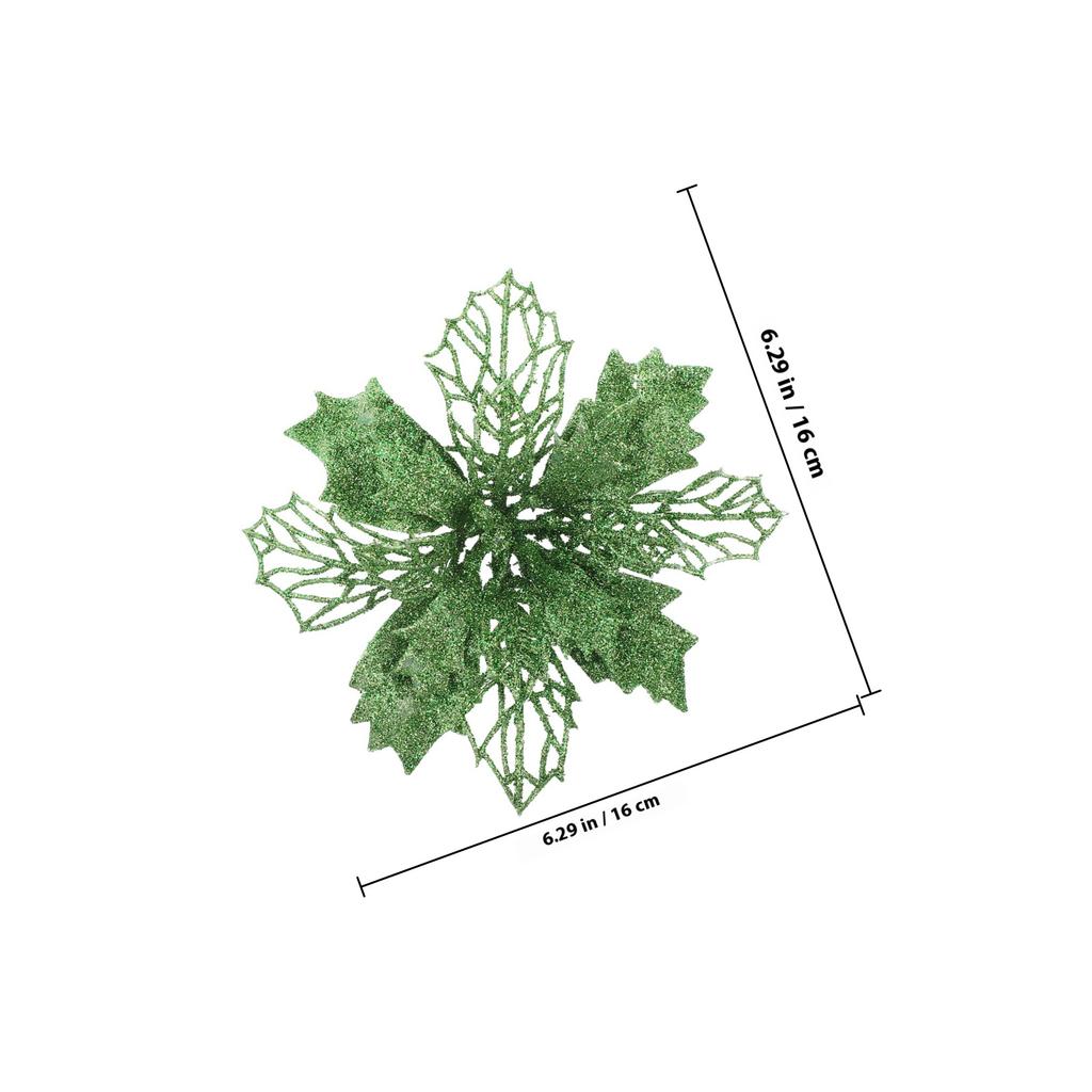 12pcs Christmas Tree Flower Garland Hanging Decor Poinsettia Simulation Flowers Festive Ornament For Holiday Fireplace Xmas Eve
