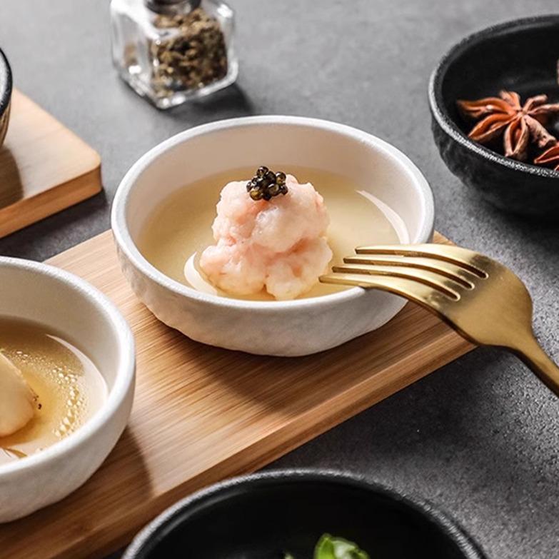 Japanese Ceramic Dipping Dish - Creative Seasoning Plate for Soy Sauce, Vinegar, and Snacks.