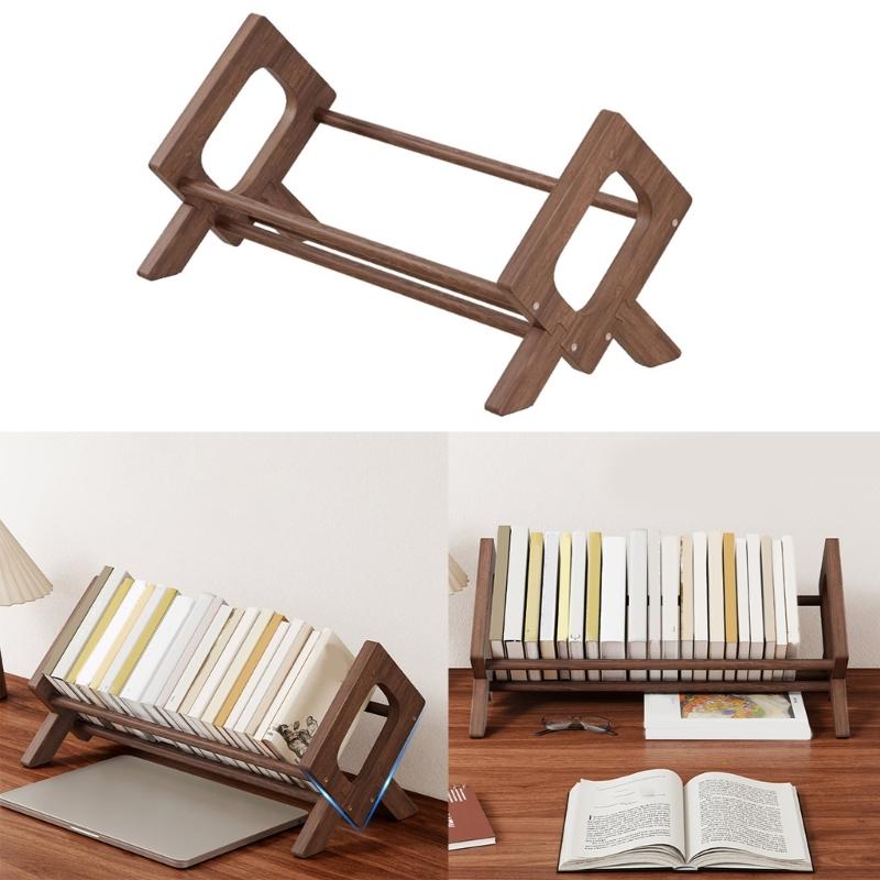 Holz-Schreibtisch-Bücherregal Zeitschriftenständer Tischplatten-Bücherregal Schräg gestelltes Bücherregal für Wohnzimmer Home Office