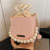High End Small Bag for Women's New Style Pumping Bucket Bag for Women Casual Chain Bag Beaded Shoulder Crossbody Bag