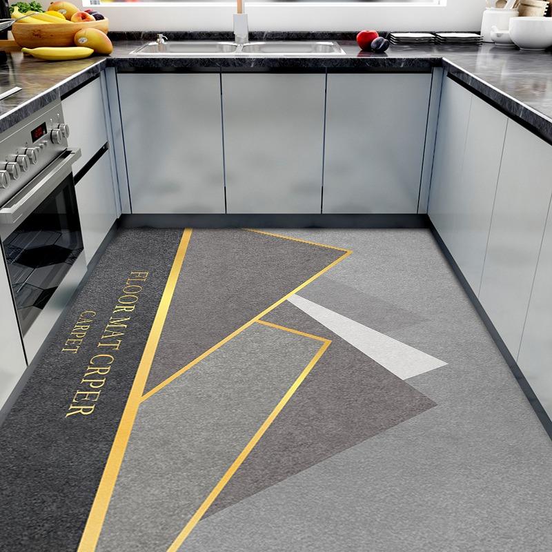 Dywan kuchenny z PVC, antypoślizgowy, olejoodporny, wodoodporny, duży dywan ze skóry, wzór kwiatowy, zmywalny, łatwy do czyszczenia