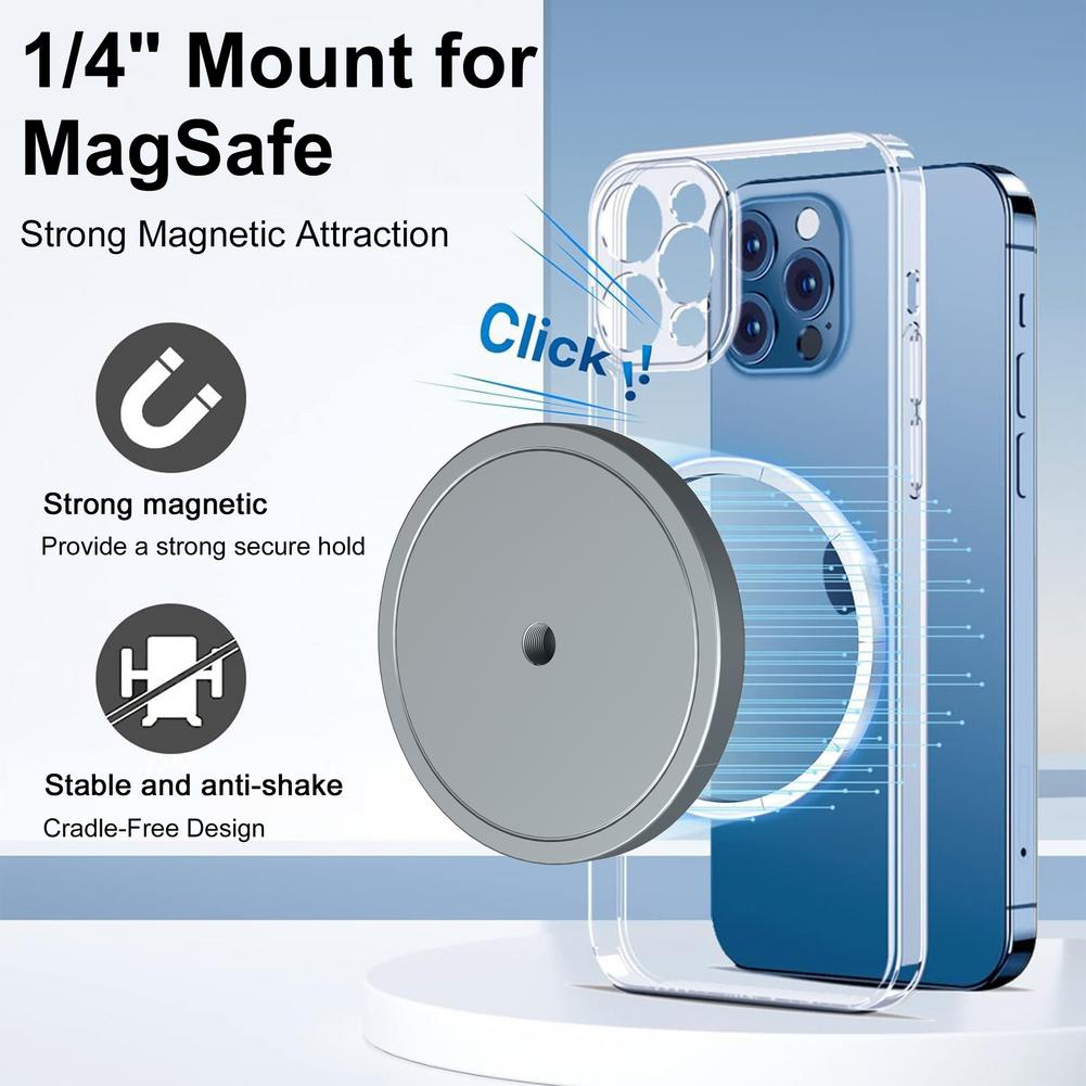For Magsafe 1/4" Mount Magnetic Tripod Adapter With Screw Hole Photography Gimbal Universal Camera Tripod Phone Holder Accessory
