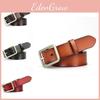 Men And Women Two Layer Leather Belt With Alloy Square Buckle For Work And Casual Wear