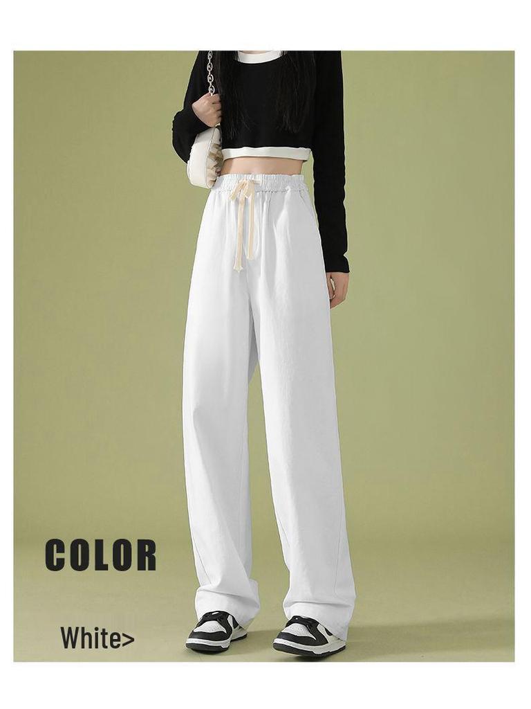 2026 Summer Women's Wide-Leg High-Waisted Loose Suit Pants with Double Buttons and Drawstring - Lightweight and Casual