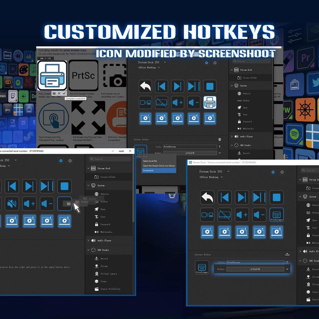 Visual Customizable Keyboard Streamdeck HSV293S Controller