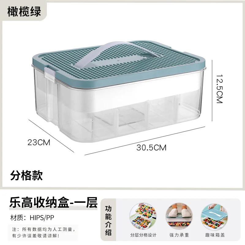 Stackable Lego Storage Box Building Block Plastic Storage Bin Lego Organizer Jigsaw Puzzle Partition Container Kid Toy Organizer оливковое зеленый