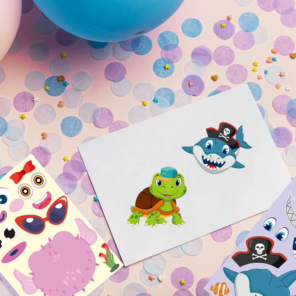 DIY Creative Marine Animal Cartoon Stickers for Kids Make a Face Activity